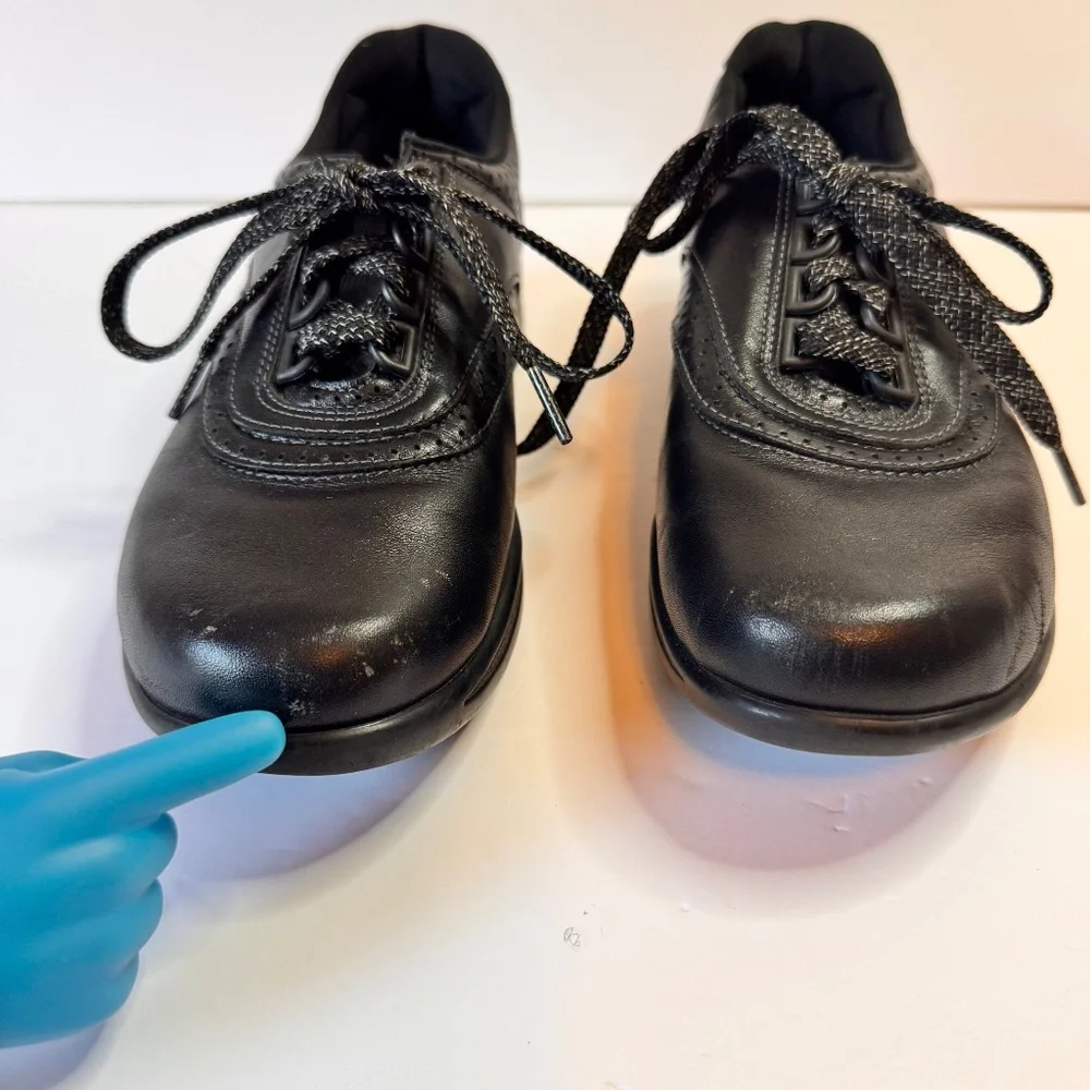 SAS Walk Easy Shoes Women’s 7N Lace Up Black Leather Comfort Walking USA‎ Made